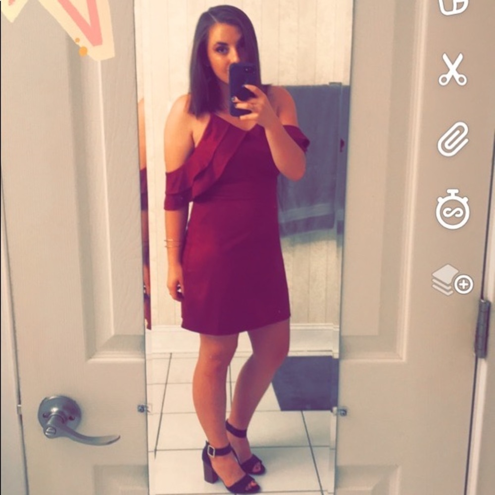 Burgundy velvet dress